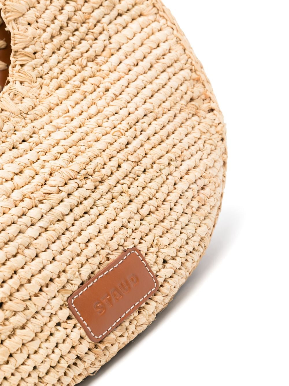 Shop Staud Moon Raffia Tote Bag In Neutrals