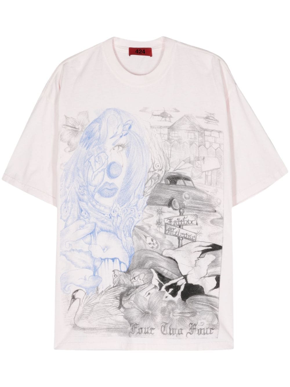424 Katoenen T-shirt met print Roze