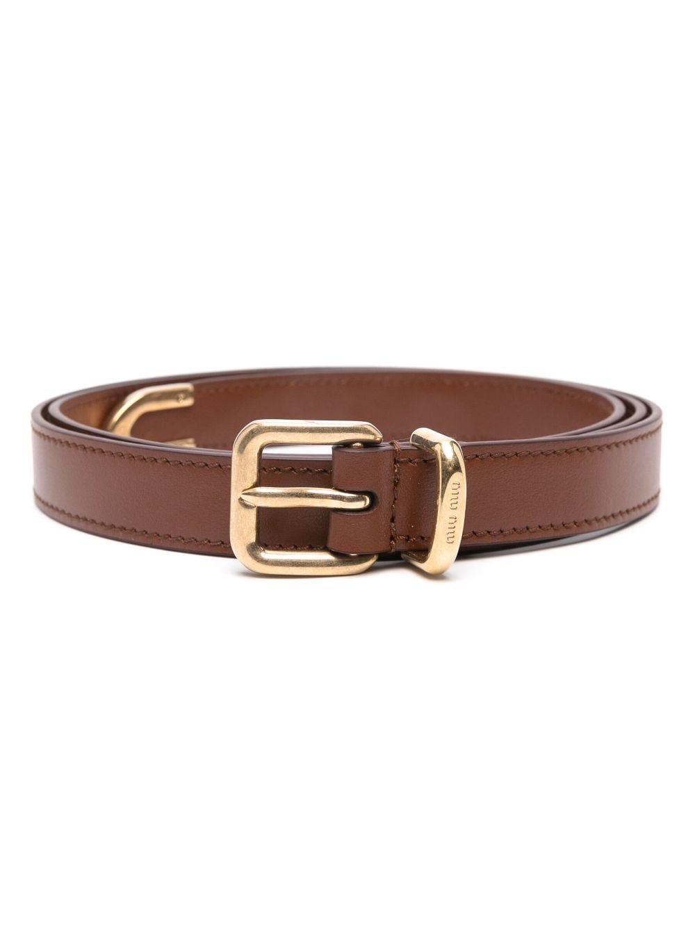 Shop Miu Miu Leather Belt In Brown