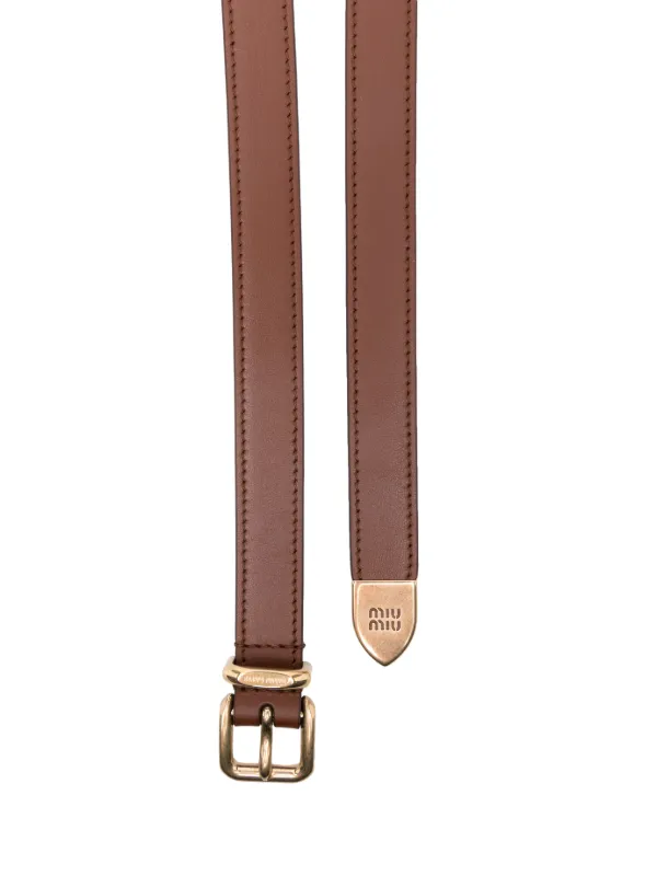 MIU MIU ブラウンレザー ベルト Miu Miu レザーベルト | ブラウン | FARFETCH JP