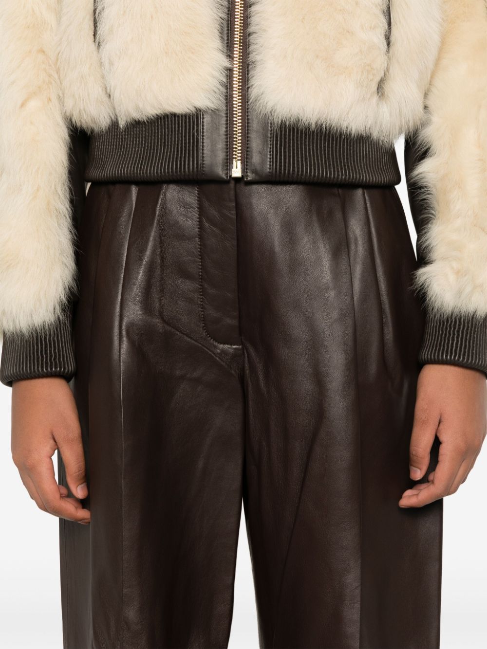 Shop Zimmermann Wide-leg Leather Trousers In Brown