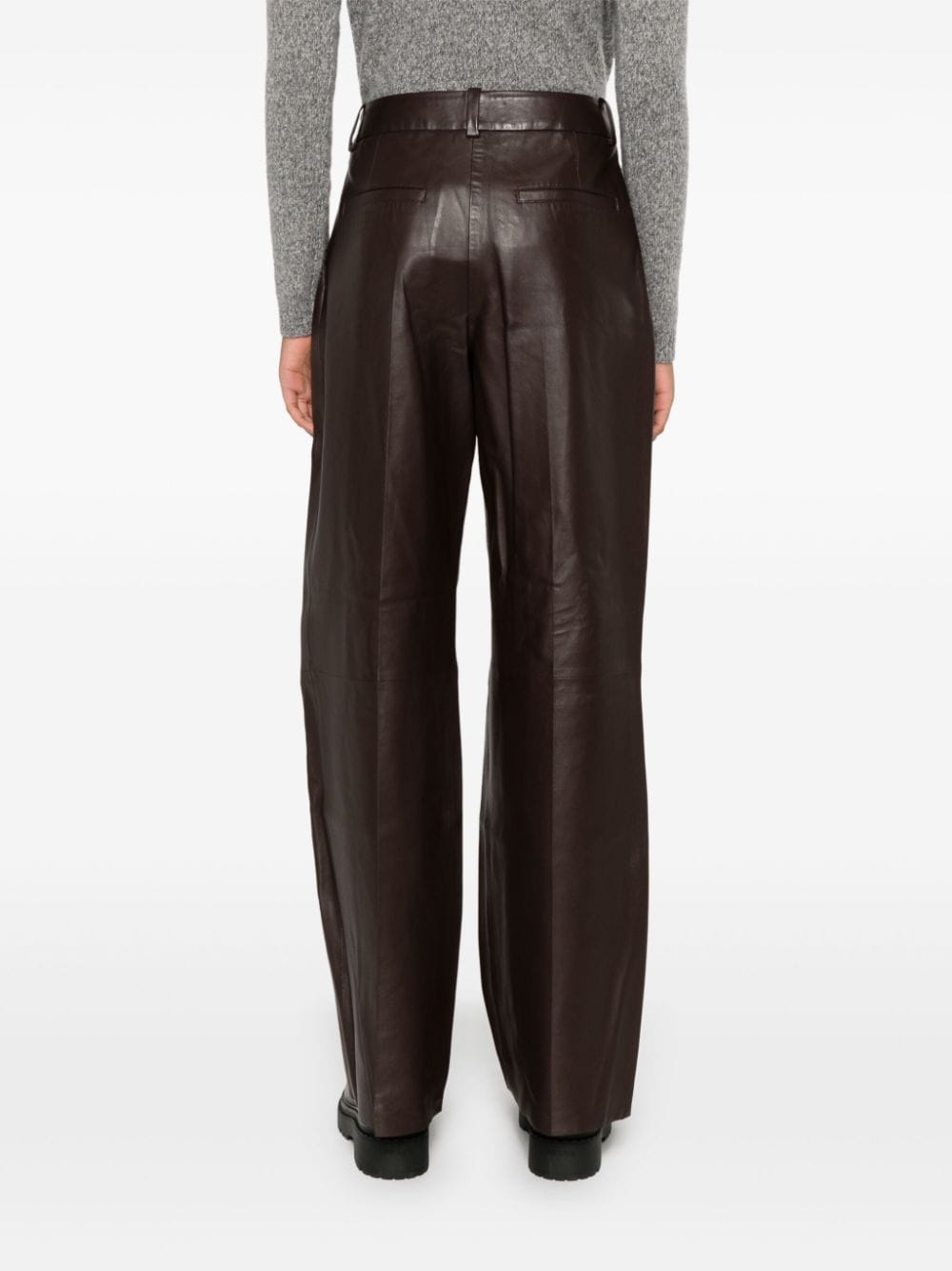 Shop Zimmermann Wide-leg Leather Trousers In Brown