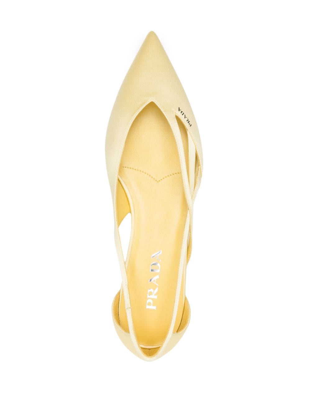 Shop Prada Cut Out-detail Ballet Flats In White