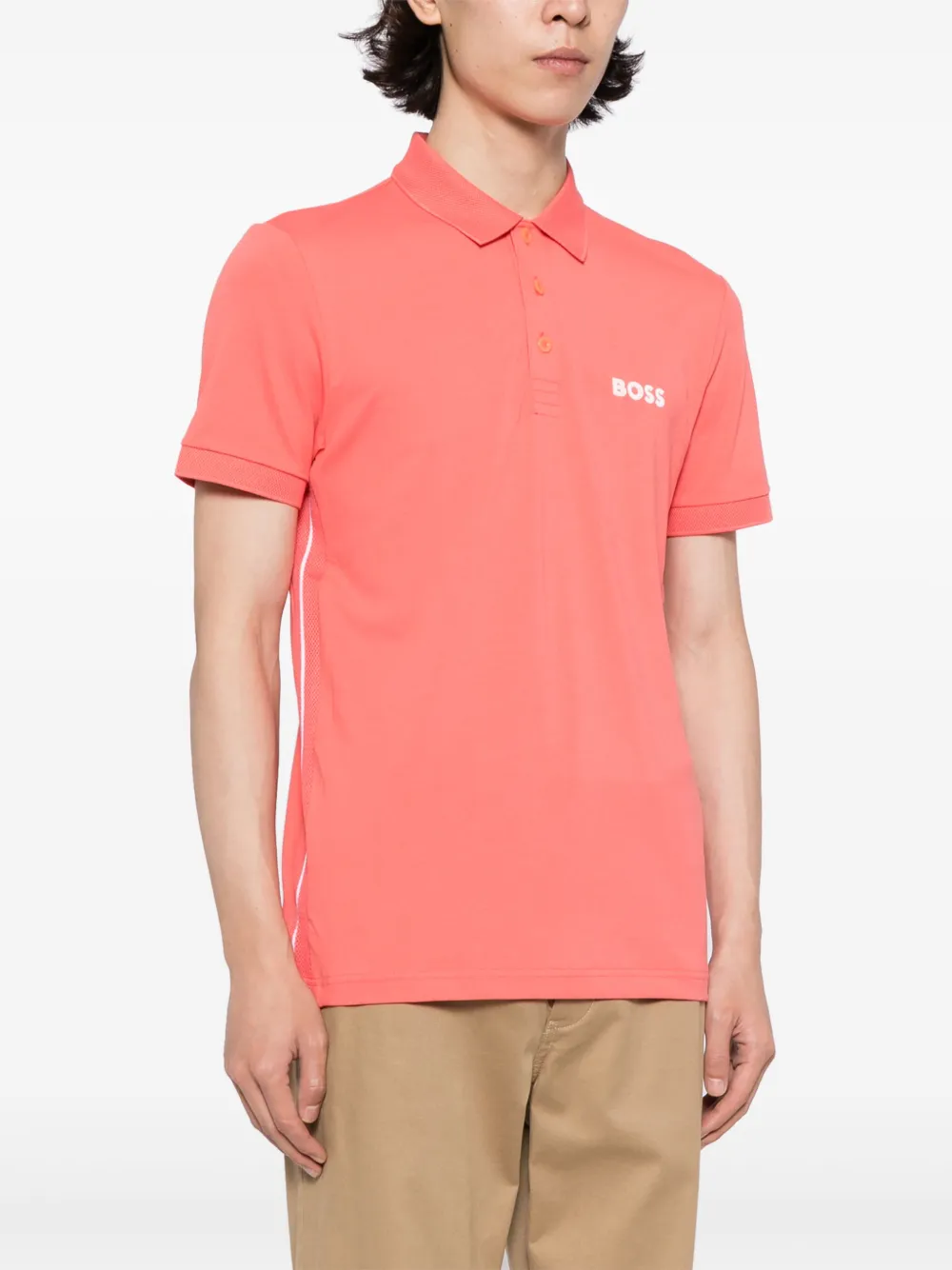 BOSS T-shirt met logo-applicatie Roze