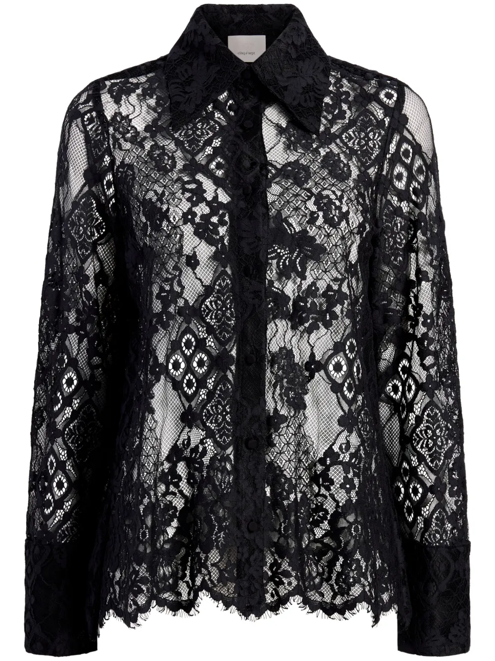 Shop Cinq À Sept Missy Lace Shirt In Black