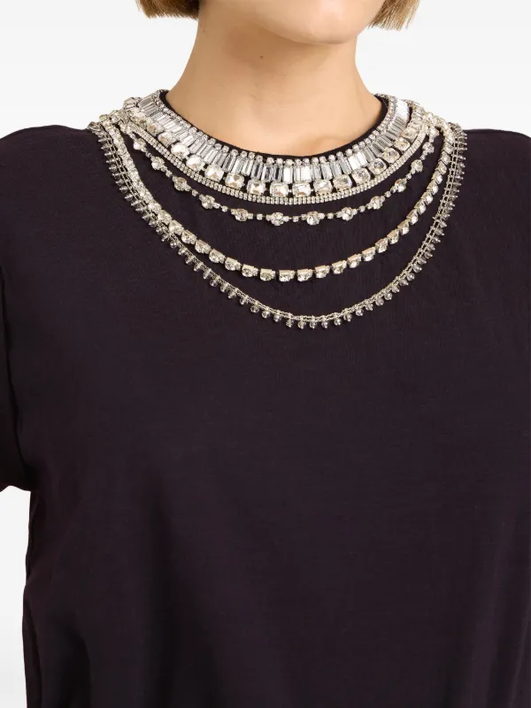 Cinq A Sept Bella necklace-embellished T-shirt | Black