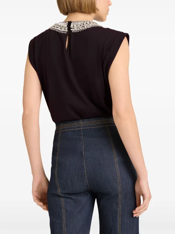Cinq A Sept Bella necklace-embellished T-shirt | Black