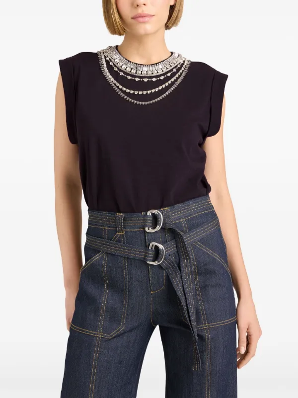 Cinq a Sept ★ ネックレス Tシャツ Cinq à Sept Bella Necklace Cotton T-Shirt | Saks Fifth Avenue