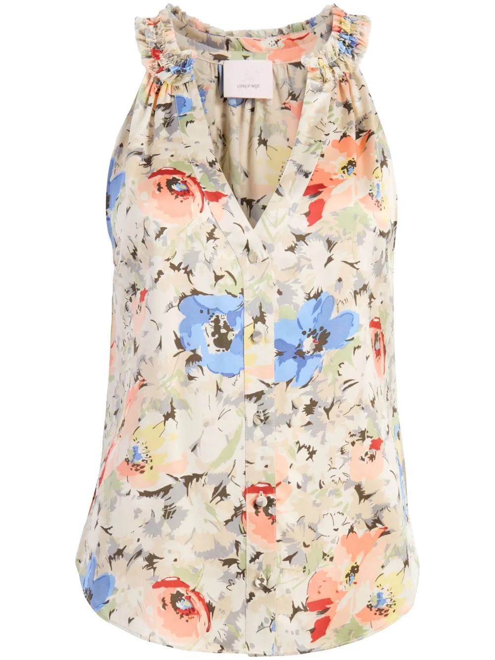 Shop Cinq À Sept Jessie Floral-print Top In Neutrals