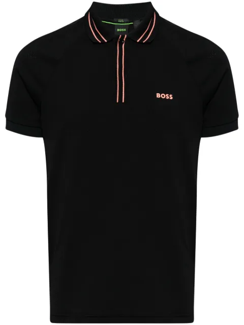 BOSS playera tipo polo con logo estampado y motivo de rayas