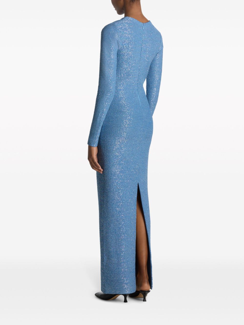 Shop St John Sequin-design Maxi Dress In Blue