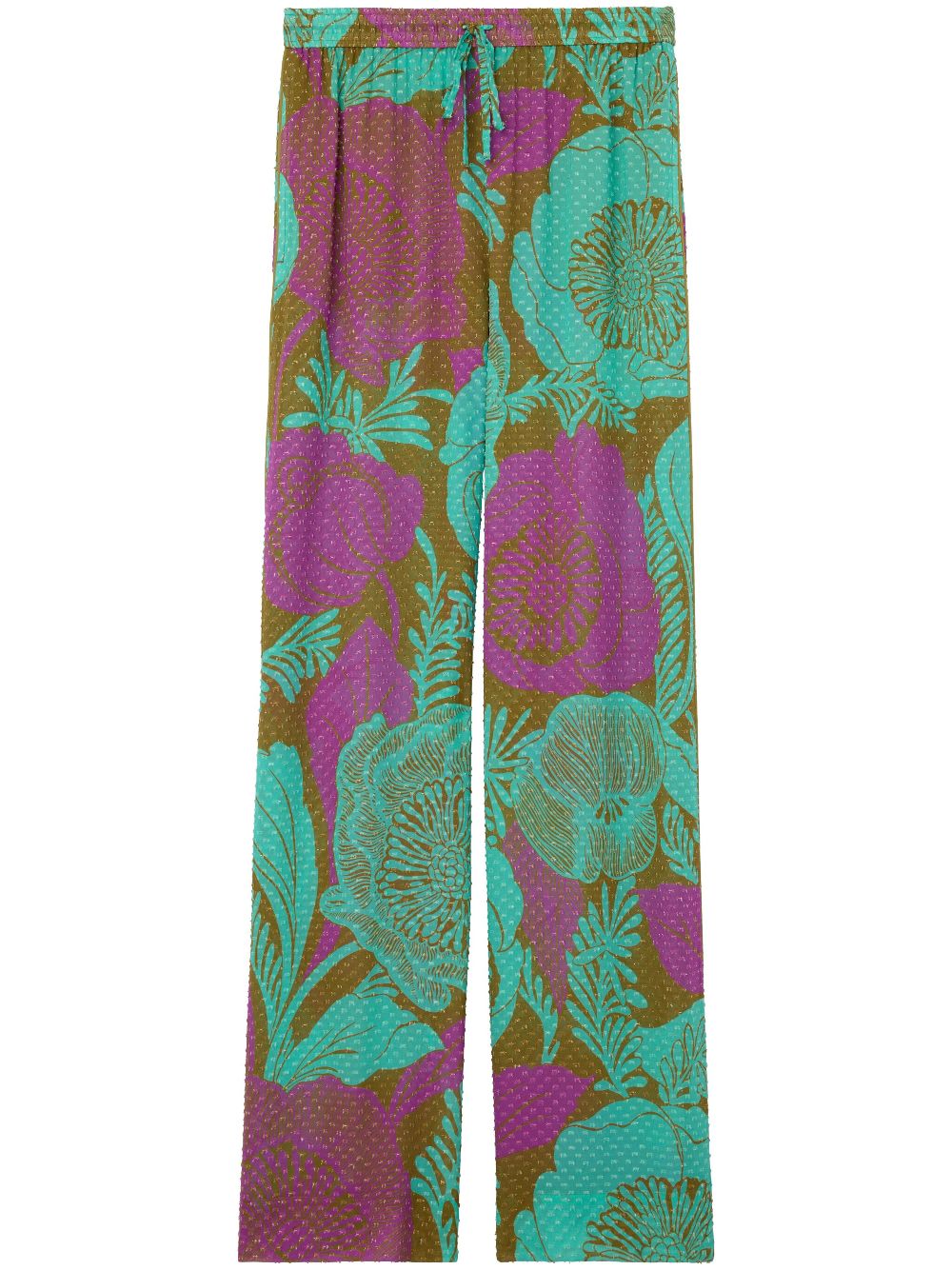 St. John floral-print wide-leg trousers - Green