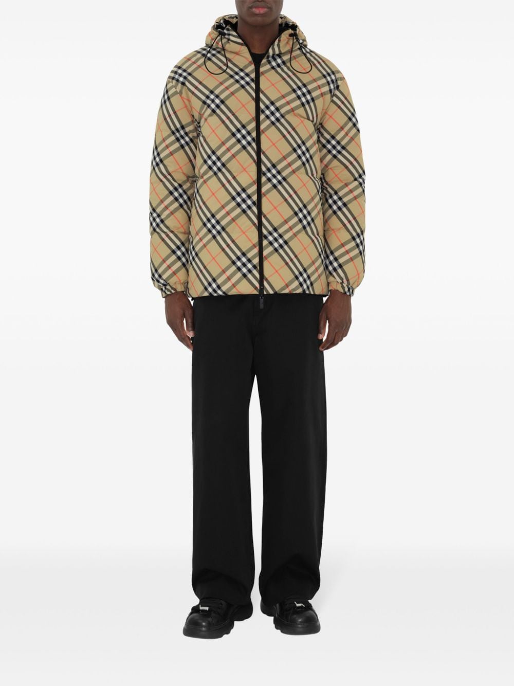 Shop Burberry Reversible Check Nylon Puffer Jacket In Neutrals