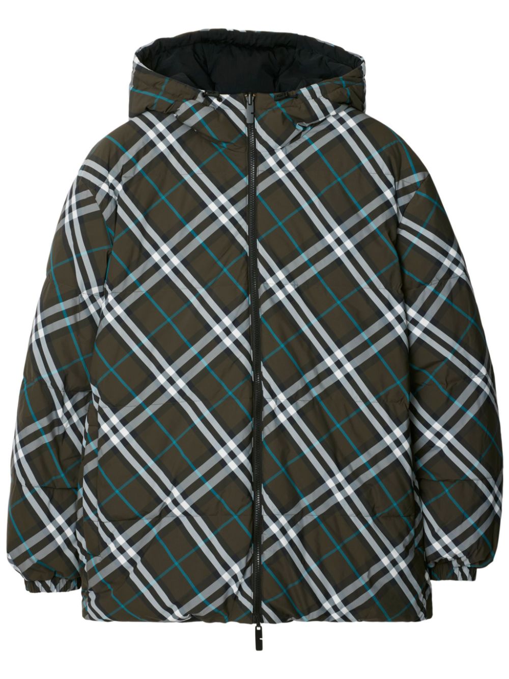 reversible check nylon puffer jacket