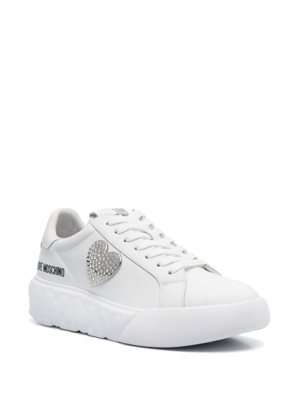 Love Moschino logo-print leather sneakers - Wit