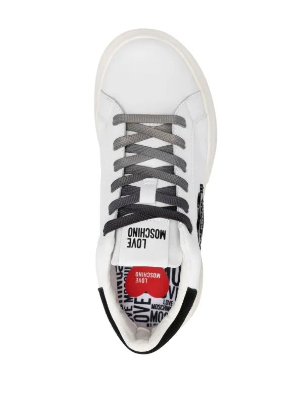 Love Moschino logo-plaque Leather Sneakers | White | FARFETCH