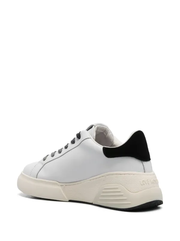Love Moschino logo-plaque Leather Sneakers | White | FARFETCH