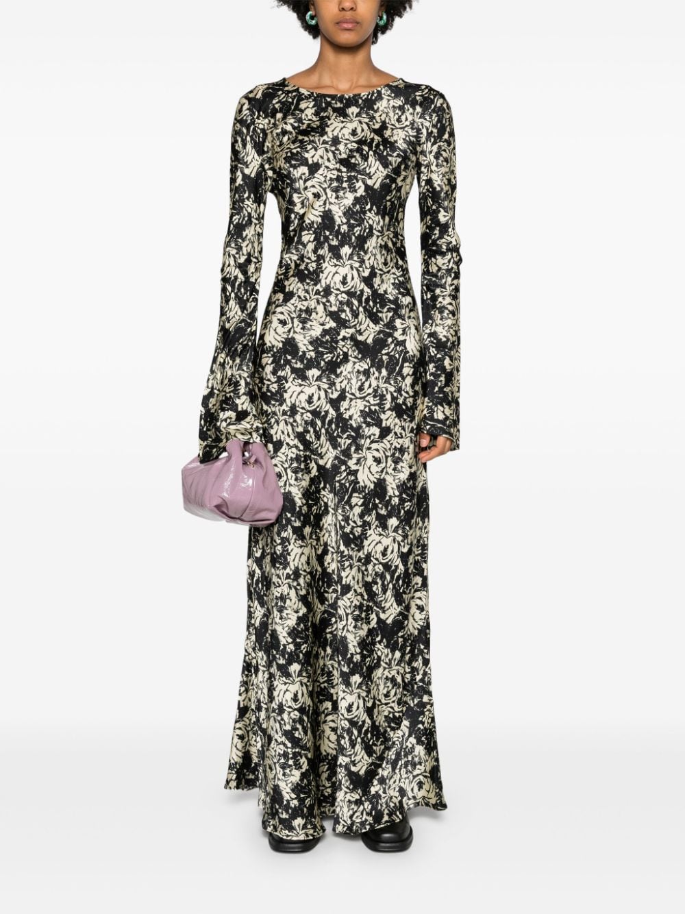 GANNI Maxi-jurk met bloemenprint Zwart