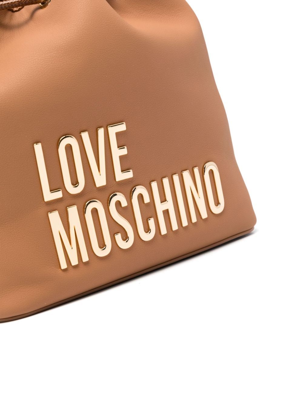 Shop Love Moschino Logo-lettering Bucket Bag In Brown