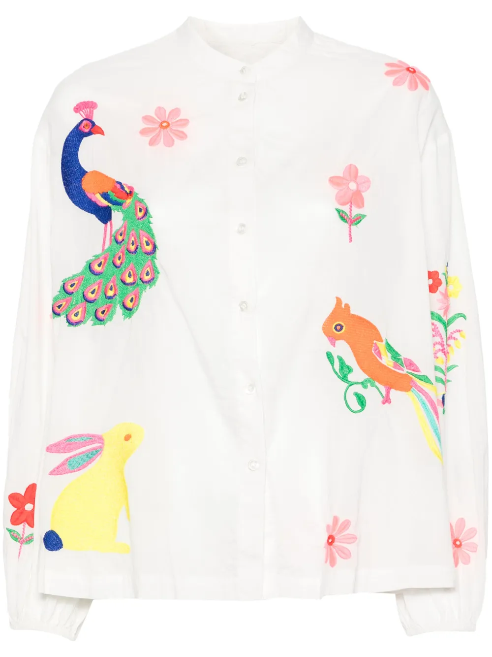 Essentiel Antwerp Felhi Floral-embroidery Shirt In White