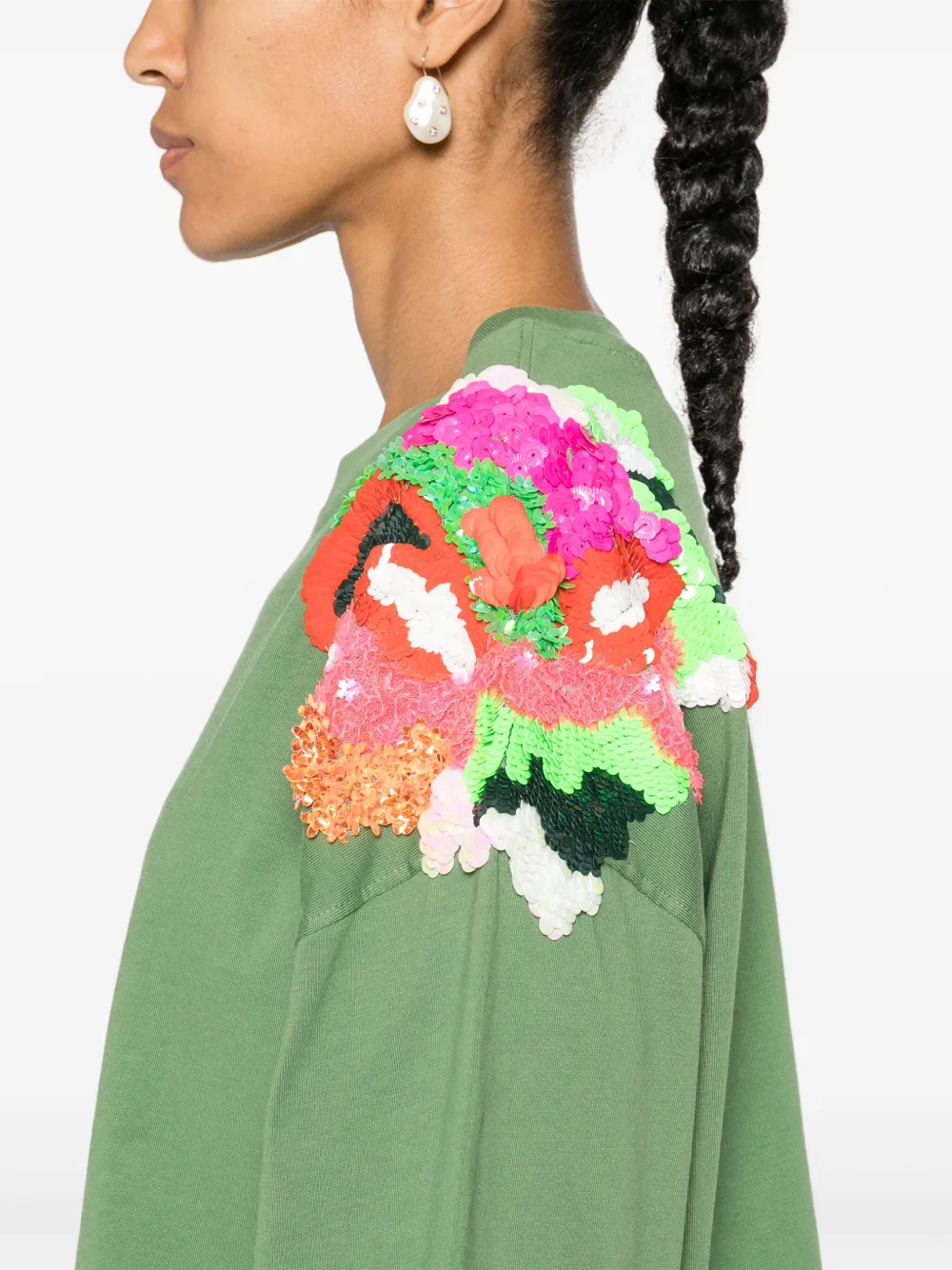 Essentiel Antwerp T-shirt met pailletten Groen