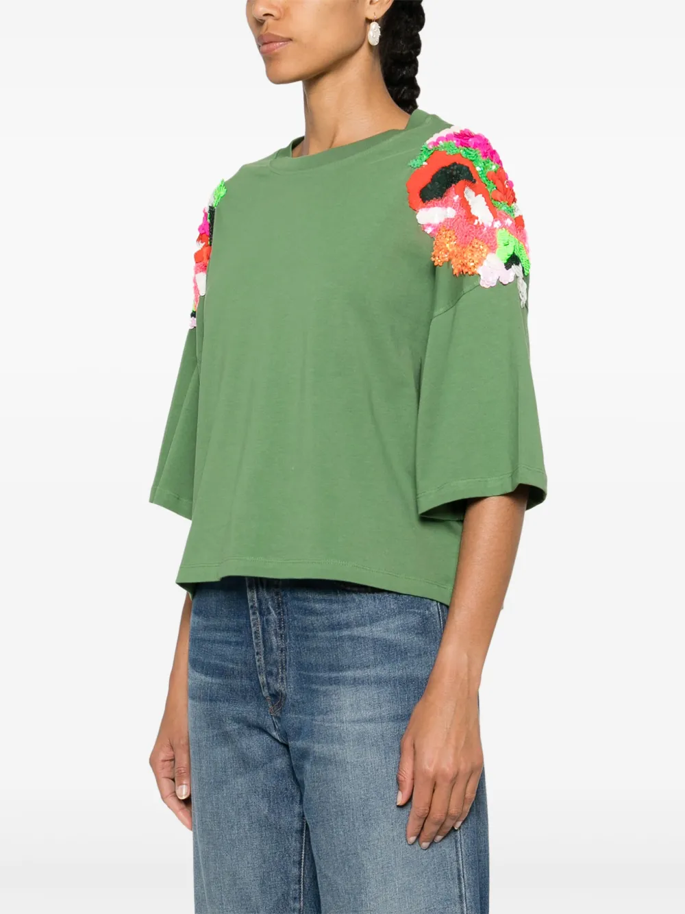 Essentiel Antwerp T-shirt met pailletten Groen