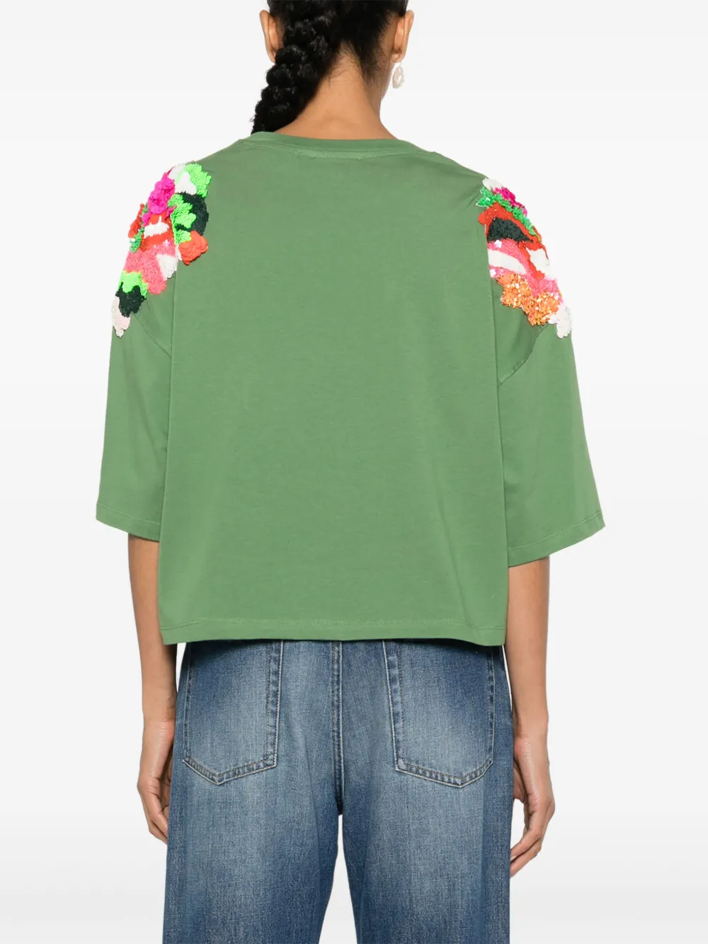 Essentiel Antwerp T-shirt met pailletten Groen