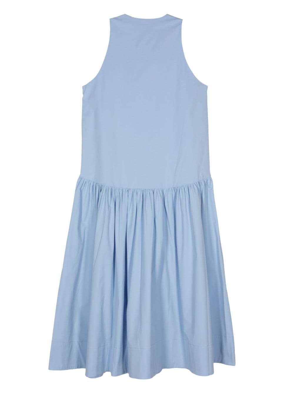 Shop Semicouture Poplin Midi Dress In Blue