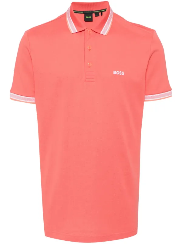BOSS logo-embroidered Cotton Polo Shirt Pink FARFETCH PH