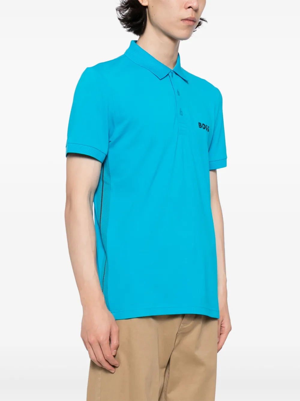 BOSS T-shirt met logo-applicatie Blauw