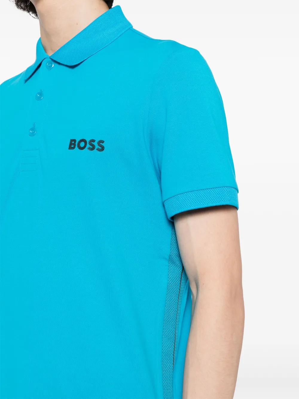 BOSS T-shirt met logo-applicatie Blauw