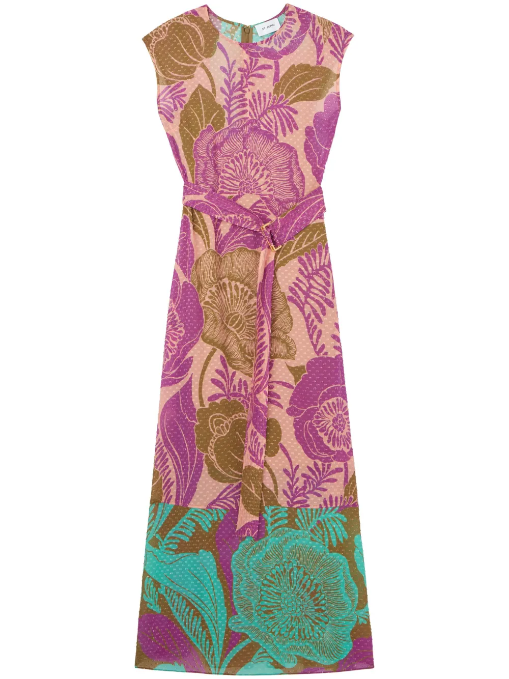 St. John Midi-jurk met bloemenprint Paars
