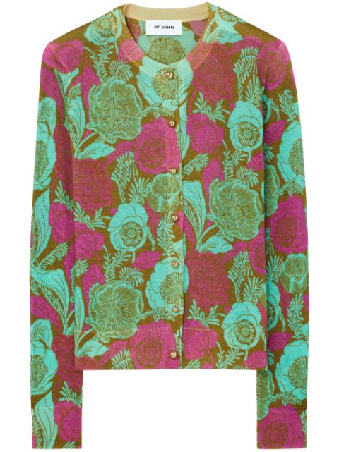 St. John floral-print organic wool cardigan