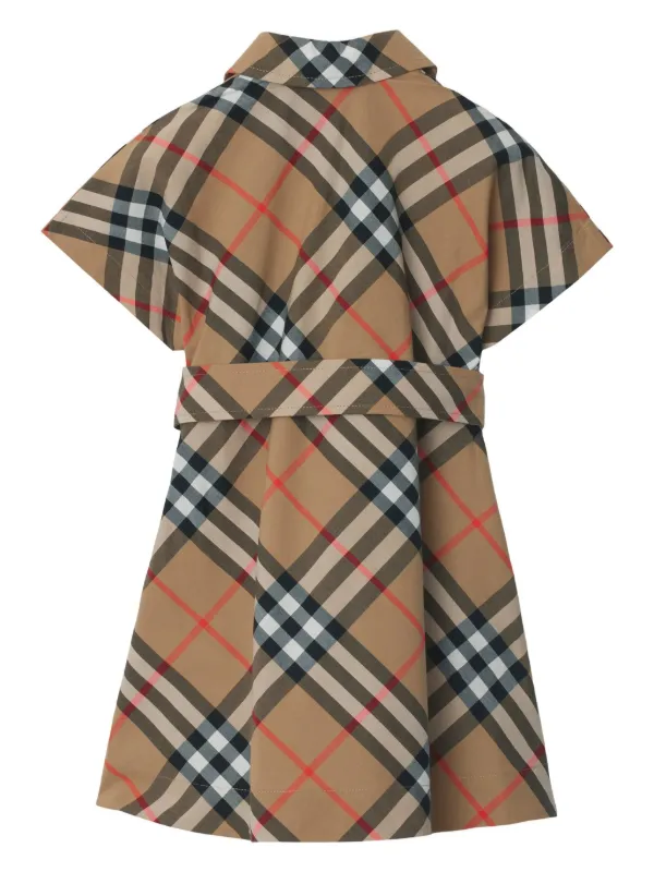 Burberry Kids Checked Cotton Shirt Dress | Brown | FARFETCH