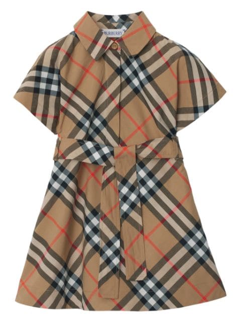 Burberry Kids checked cotton shirtdress