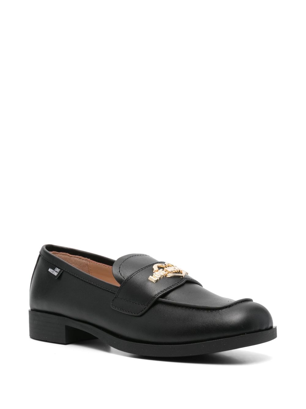 Love Moschino logo-plaque leather loafers - Zwart
