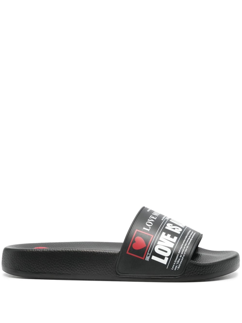 Love Moschino Text-print Slides In Black