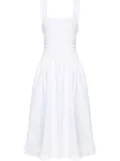 GANNI smocked poplin midi dress - White