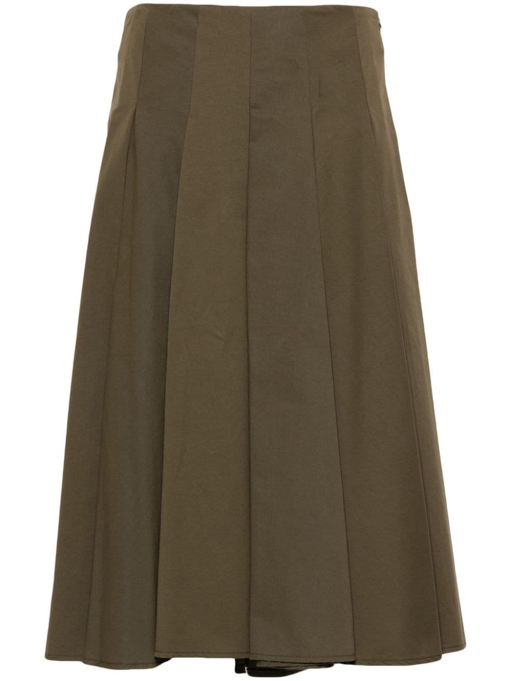 Semicouture Gabardine-weave Midi Skirt In Green