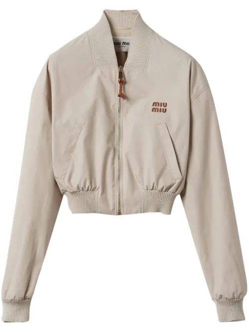 Veste bomber Panama à coupe crop - Miu Miu - Modalova