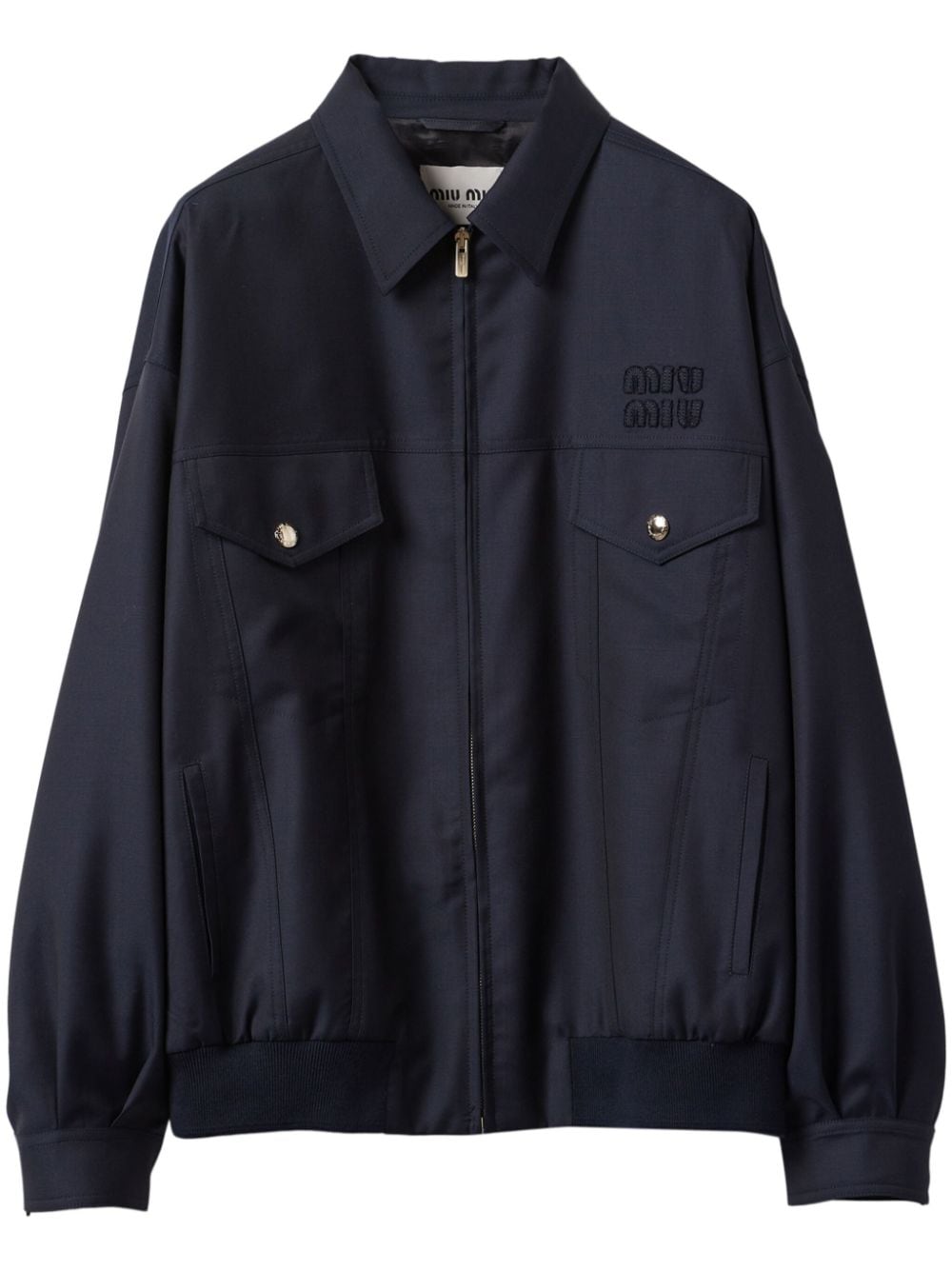 Miu Miu Batavia wool bomber jacket - Blu