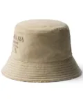 Prada logo-embroidered cotton bucket hat - Neutrals