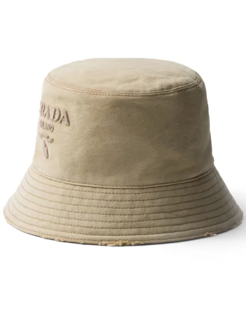 Prada logo-embroidered cotton bucket hat