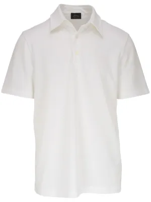 Brioni logo-embroidered Wool Polo Shirt | Neutrals | FARFETCH