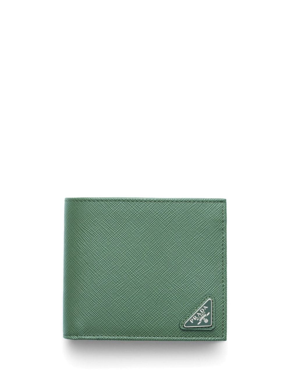 Prada triangle-logo leather wallet Groen