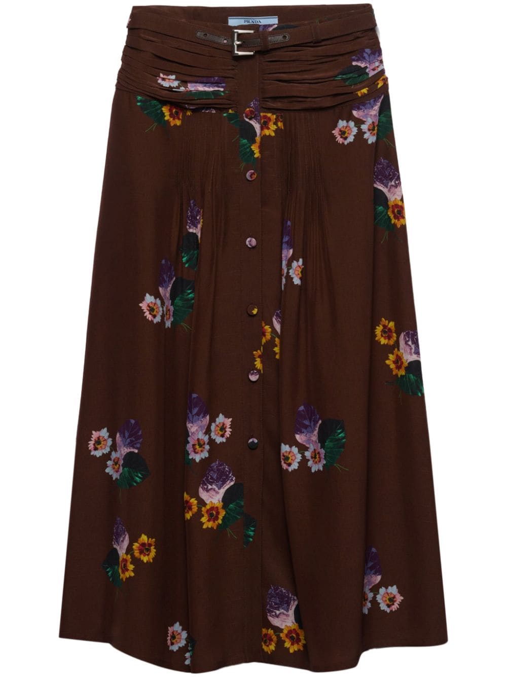 Prada floral-print midi skirt Bruin