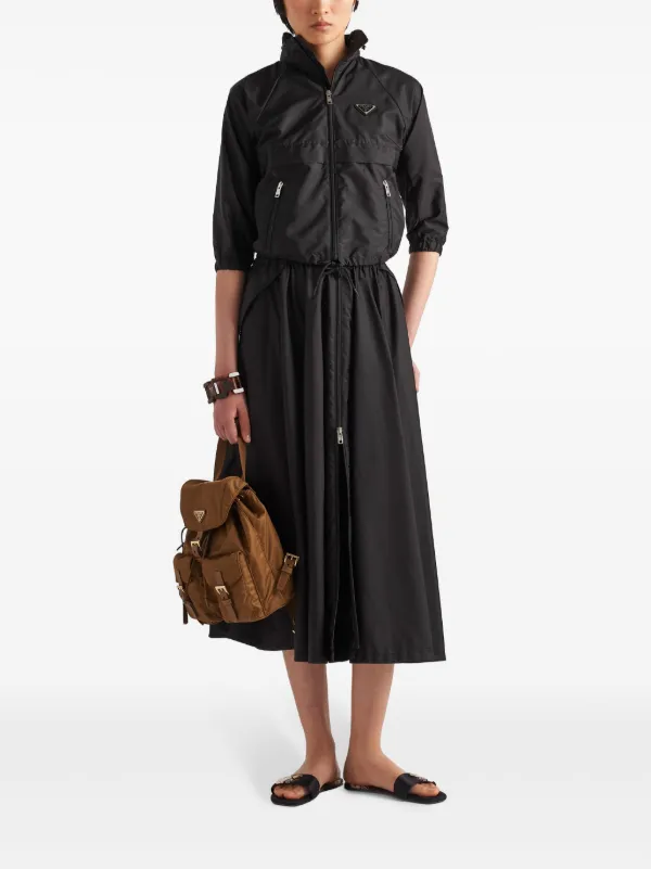 Prada triangle-logo Zipped Maxi Skirt | Black | FARFETCH