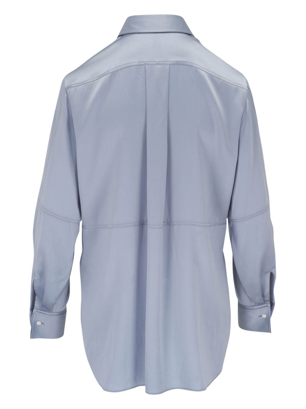 Shop Brunello Cucinelli Concealed-fastening Curved-hem Shirt In Blue