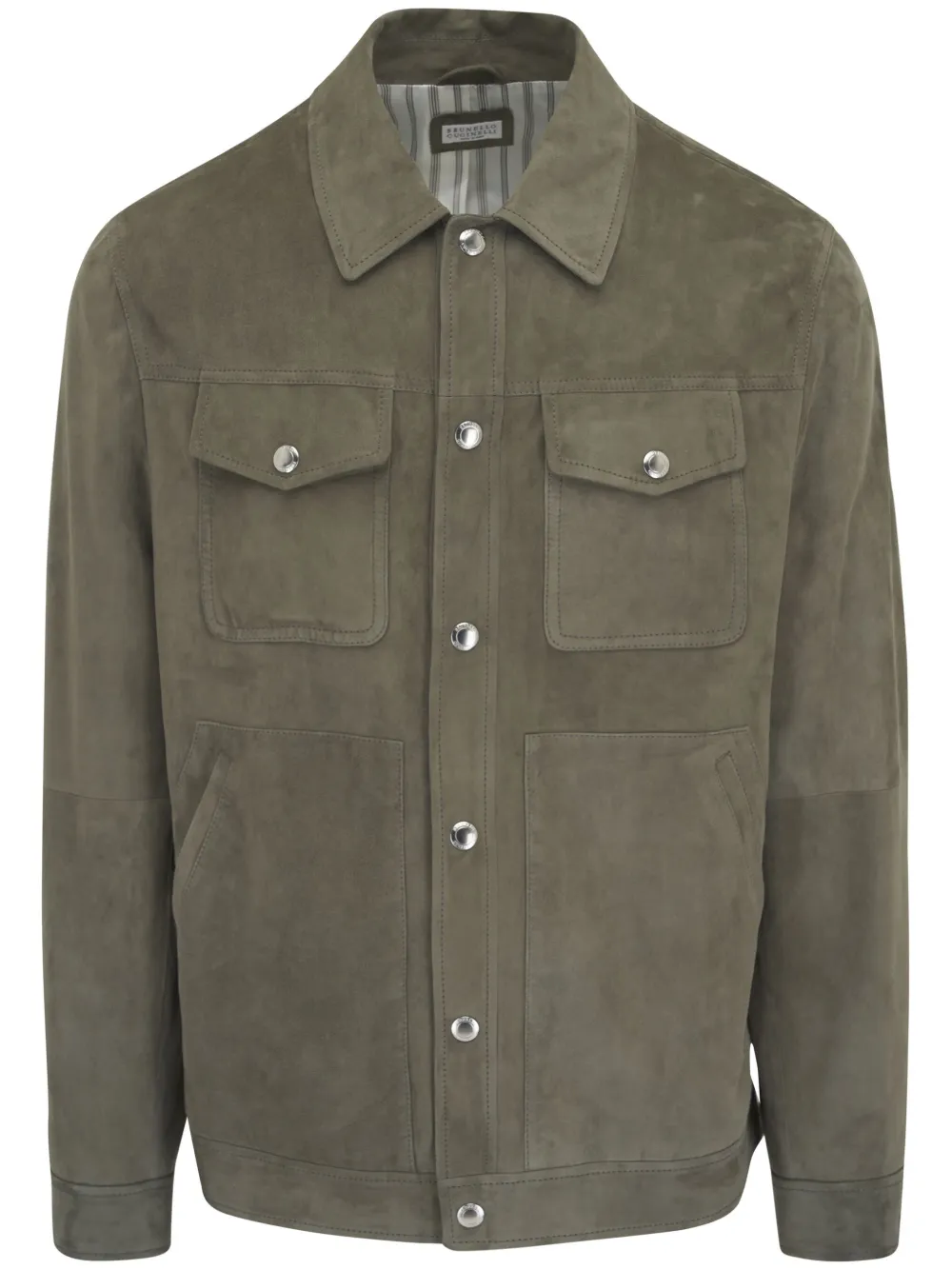 Brunello Cucinelli Leren jack Groen