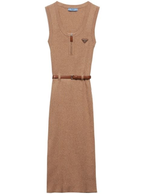 Prada ribbed-knit cotton midi dress